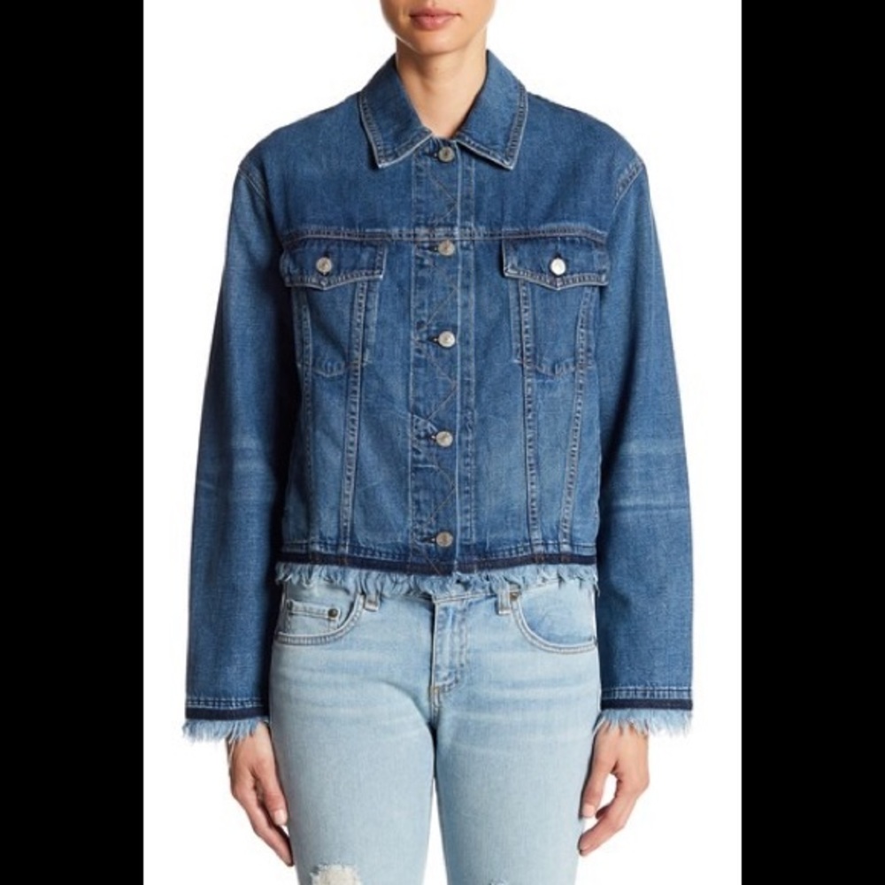 Rag and bone oversized raw hem denim jacket.